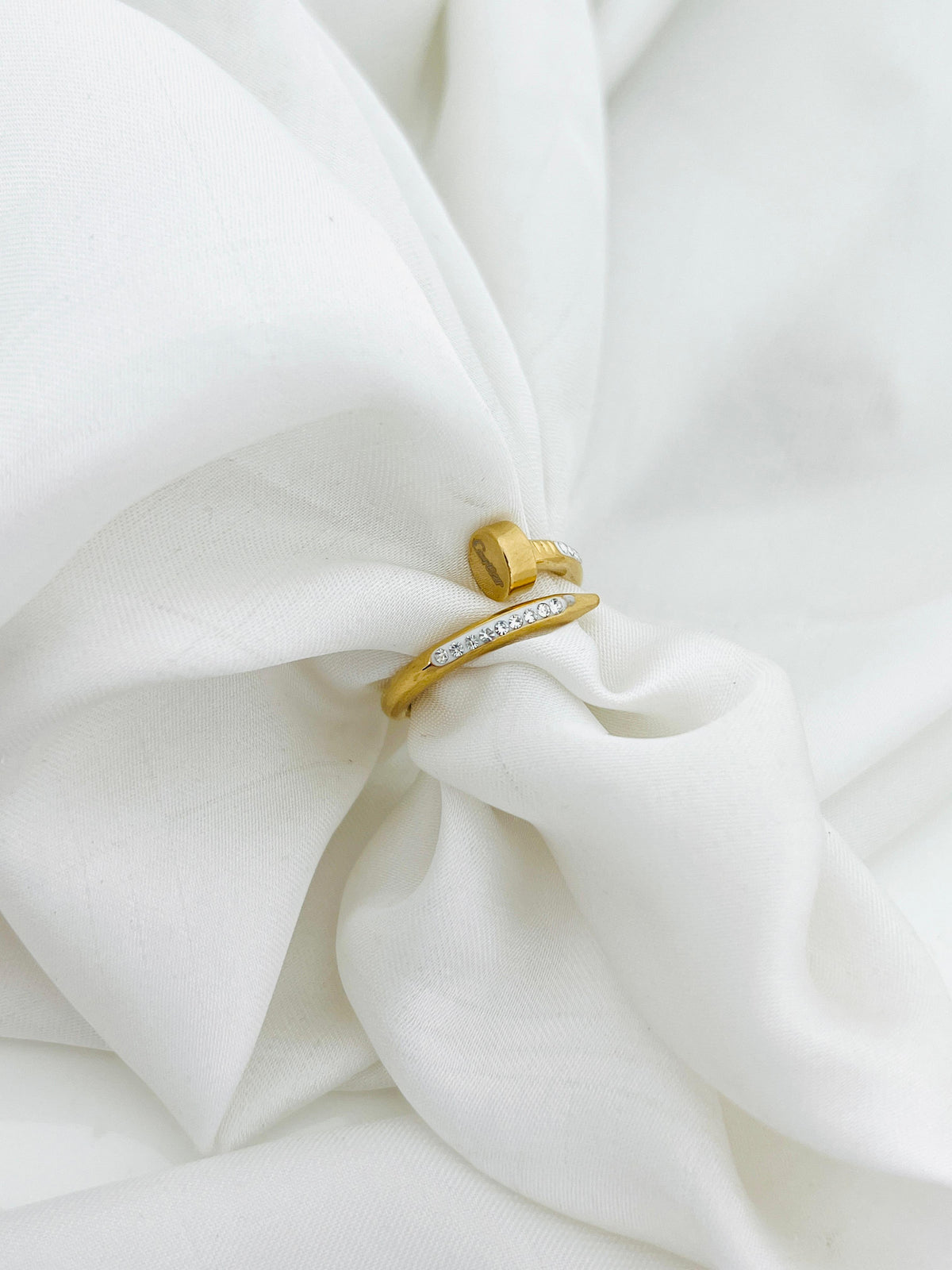 Half Nail Stone Stainless Steel Ring