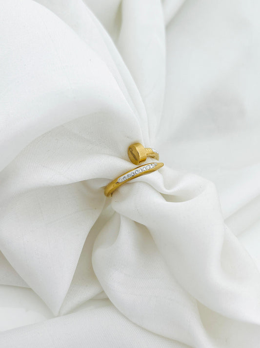 Half Nail Stone Stainless Steel Ring