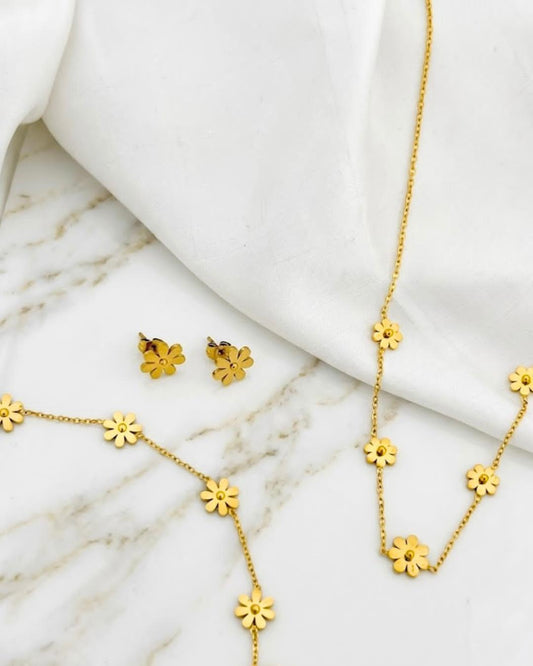Mini Flower Stainless Steel Jewellery Set