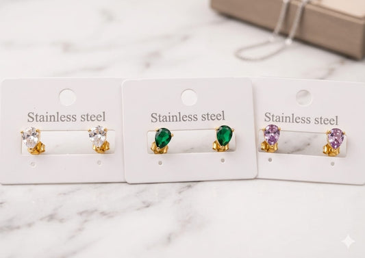 Crystal Edge Stainless Steel Earrings