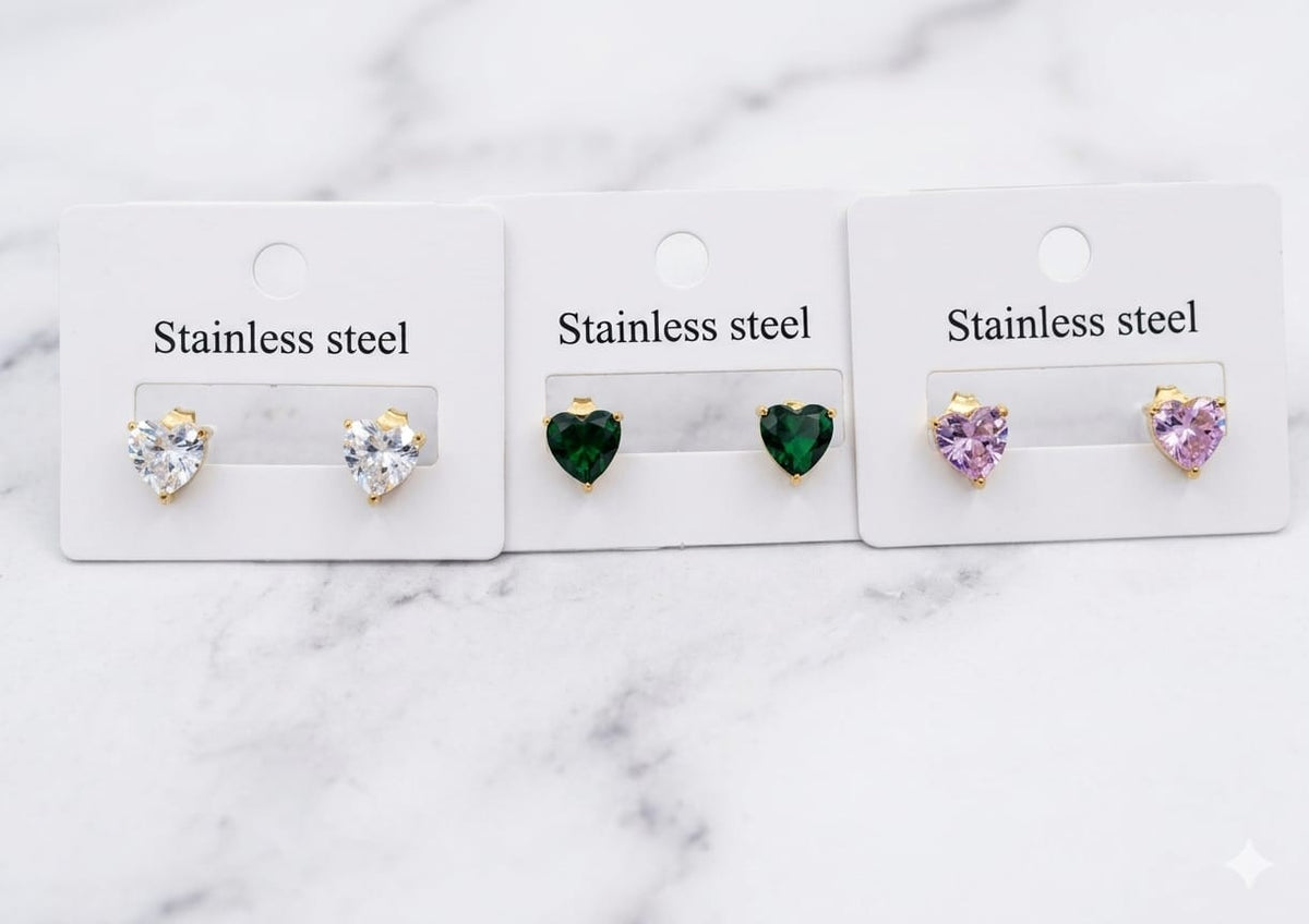 Crystal Heart Stainless Steel Earrings