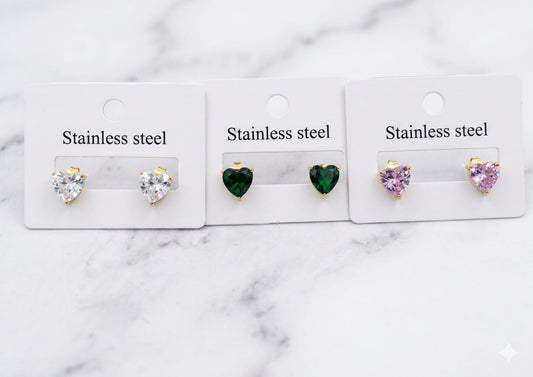 Crystal Heart Stainless Steel Earrings