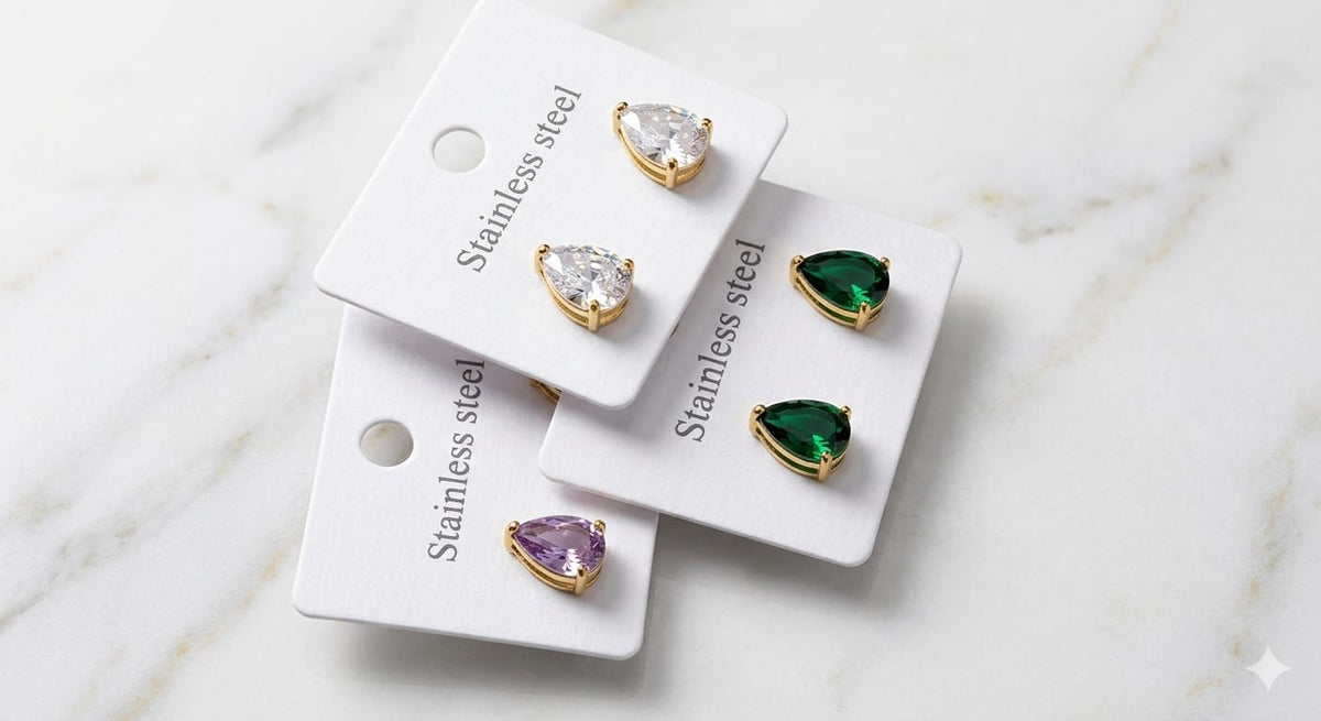 Crystal Edge Stainless Steel Earrings