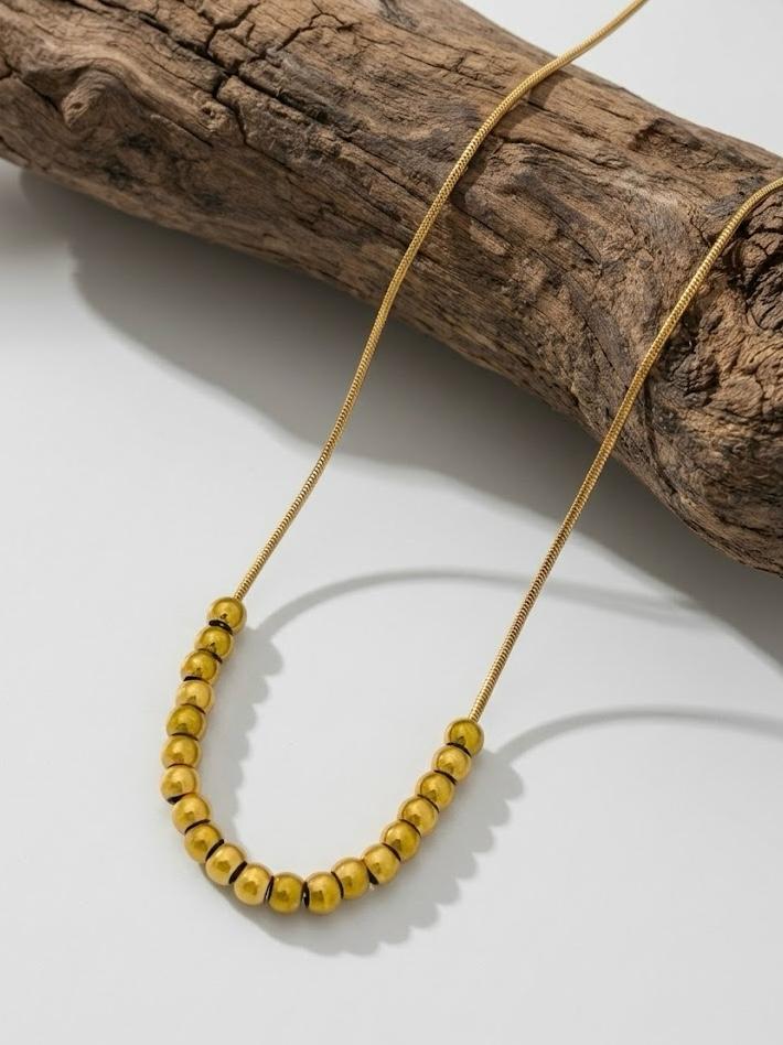 Yellow Beads Gold Stainless Steel Neckless
