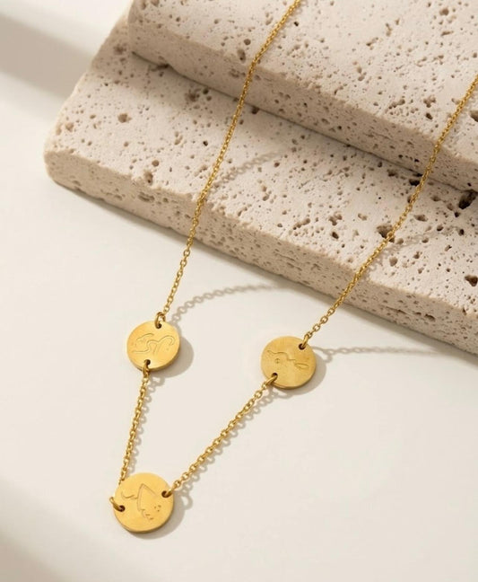 Three Golden Pendent Stainless Steel Neclace
