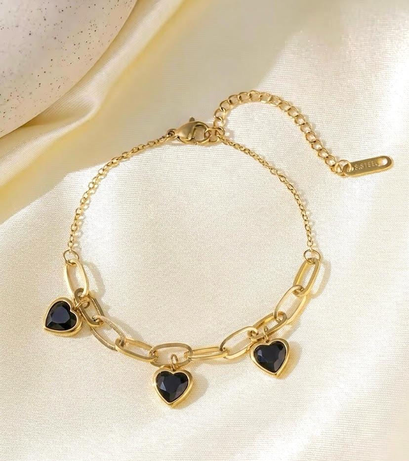 Black Heart Bracelet    Stainless Steel