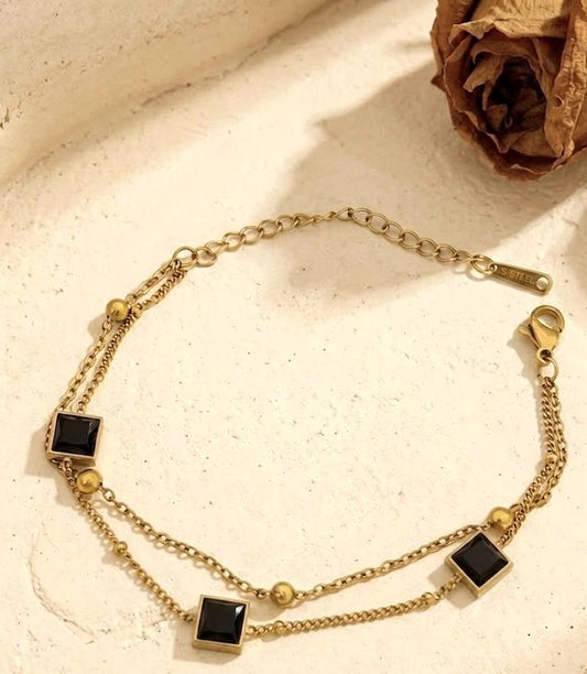Black Rectangle Stainless Steel Bracelet