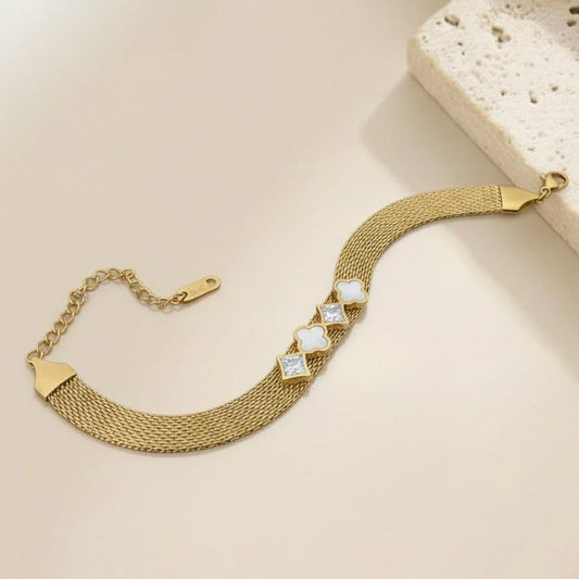 Rowena And White Stone Bracelet Stainless Steel