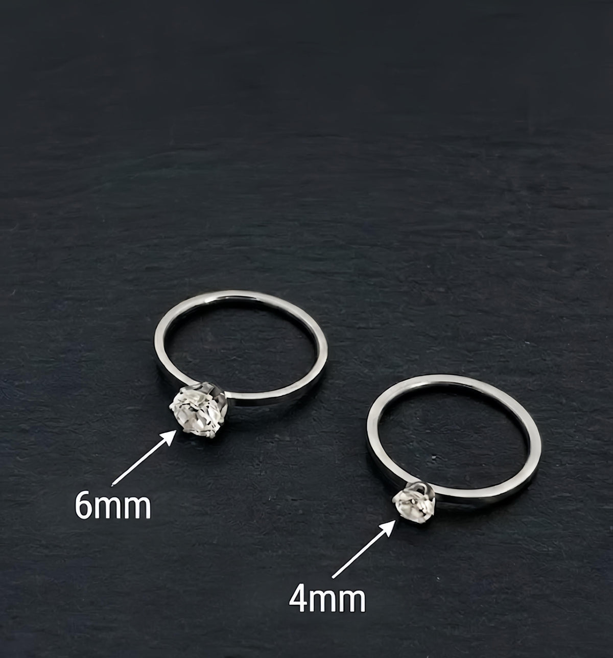 Silver Diamond Stainless Steel Ring