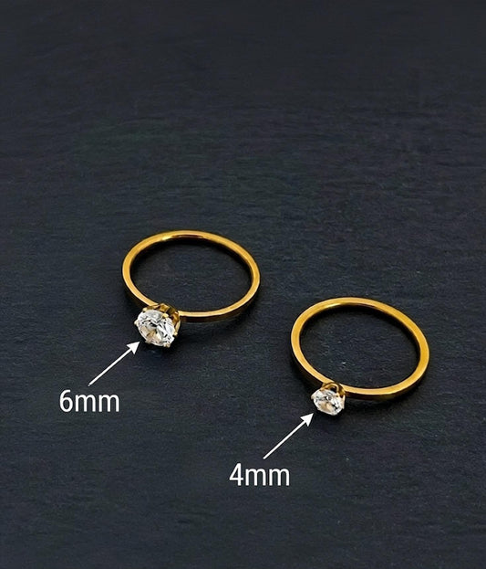 Diamond Drop Stainless Steel Ring