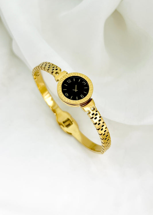 Fake Watch Black Stainless Steel bangle