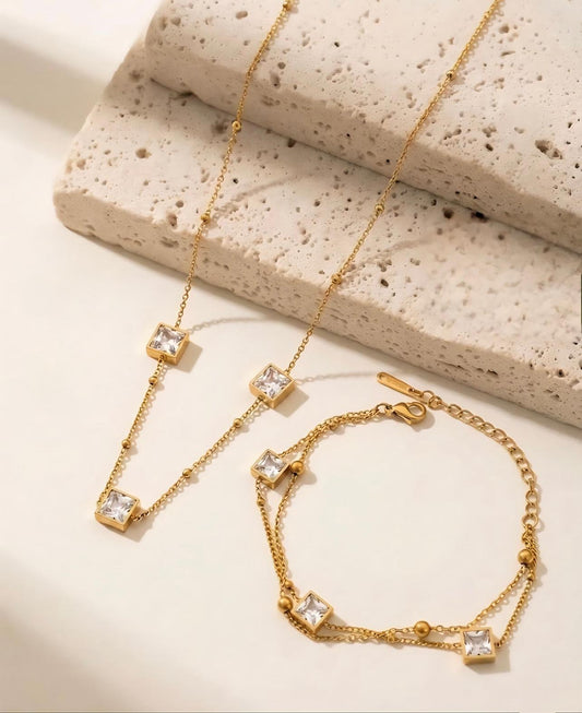 Stainless Steel White Diamond Set