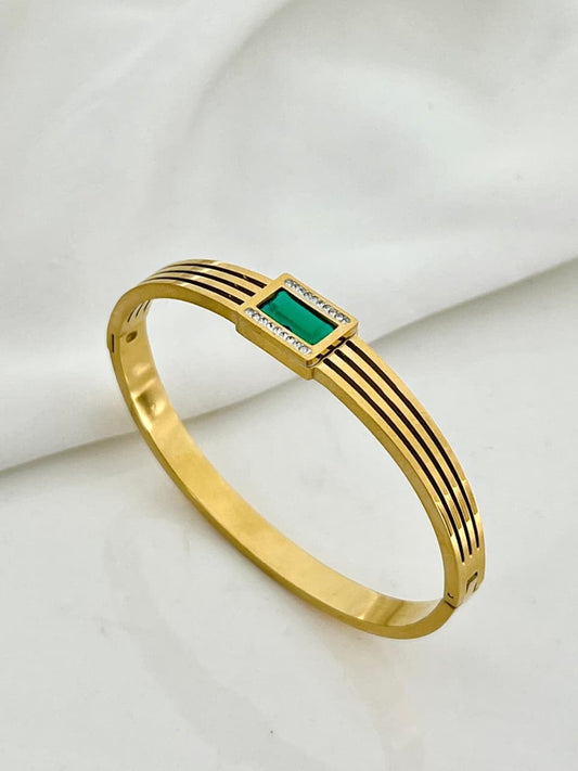 Green Stone Stainless Steel HandCuff